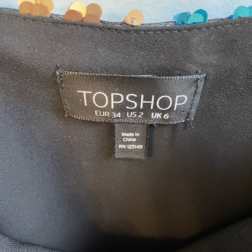 Topshop EUC Women’s Sequin Multicolor Cropped Tank Top Size 2 - Picture 2 of 6